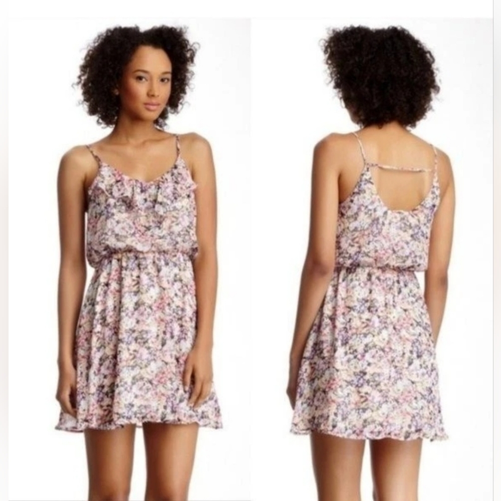 Lush Floral Mini Dress - Pink and White
